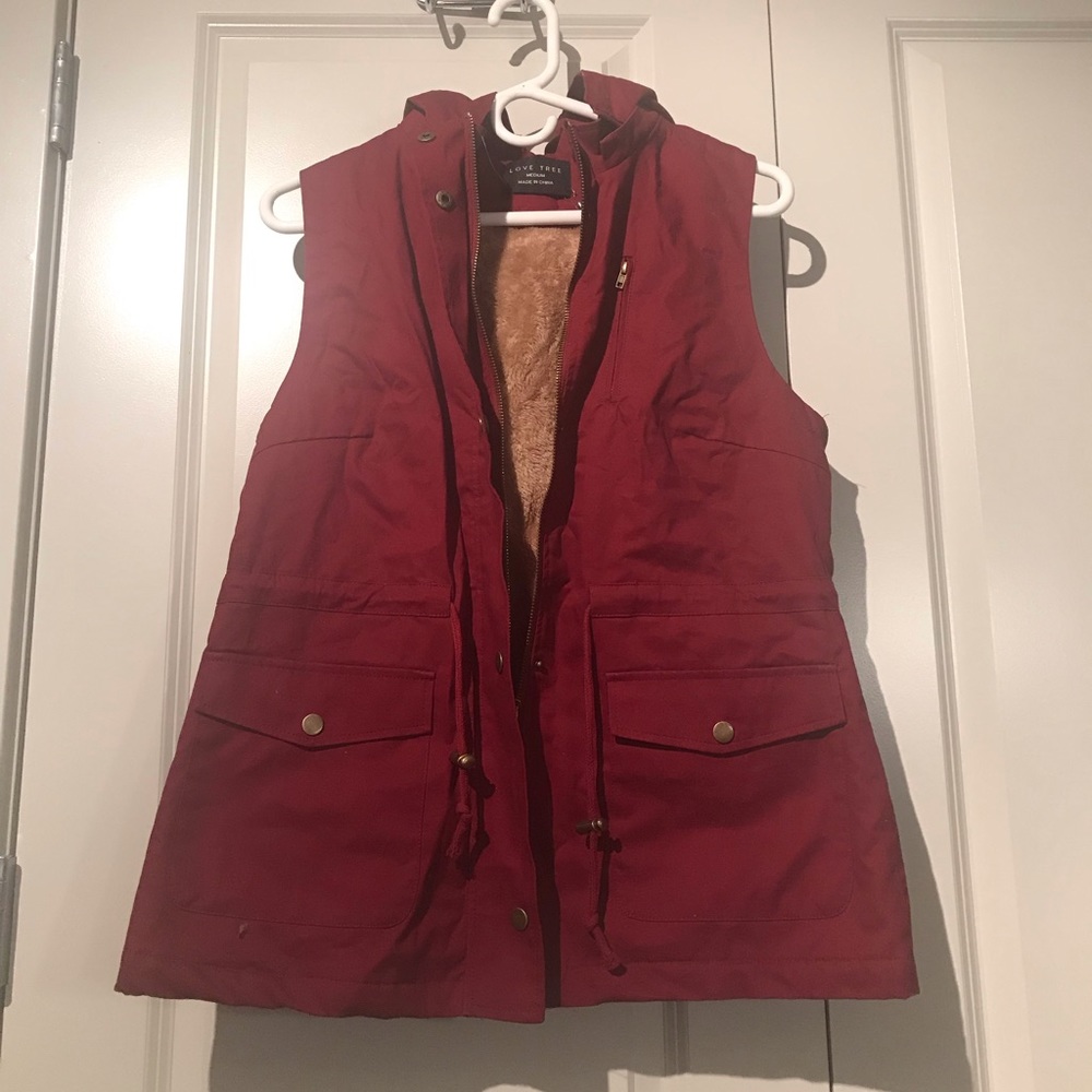 Maroon Faux Fur (Lined) Vest